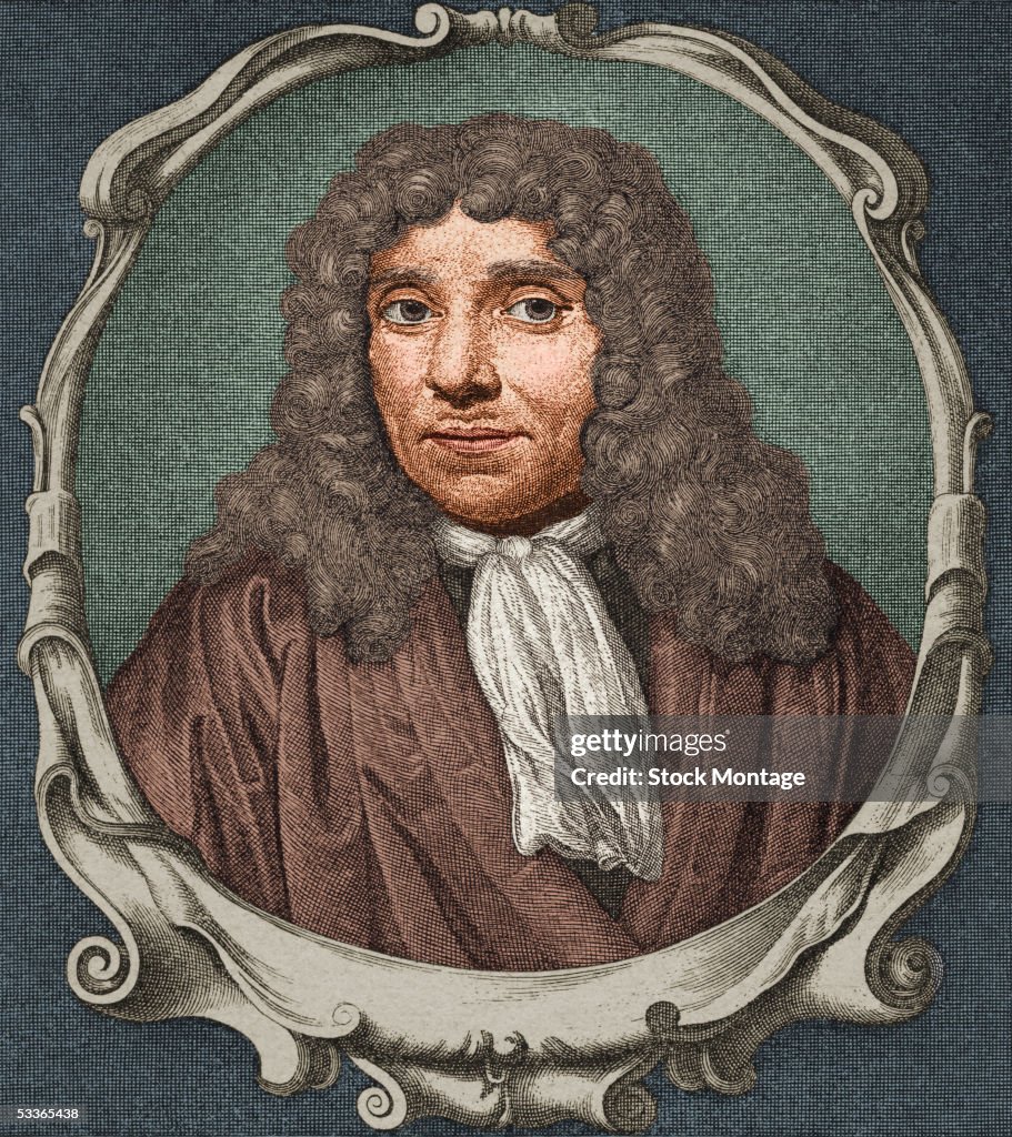 Portrait of Dutch naturalist Anton van Leeuwenhoek , who built a