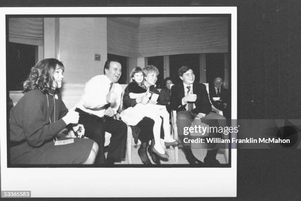 Democratic mayoralty candidate for Chicago Richard Daley giving "thumbs up" sign sitting with his wife, Maggie who is holding daughter, Elizabeth on...