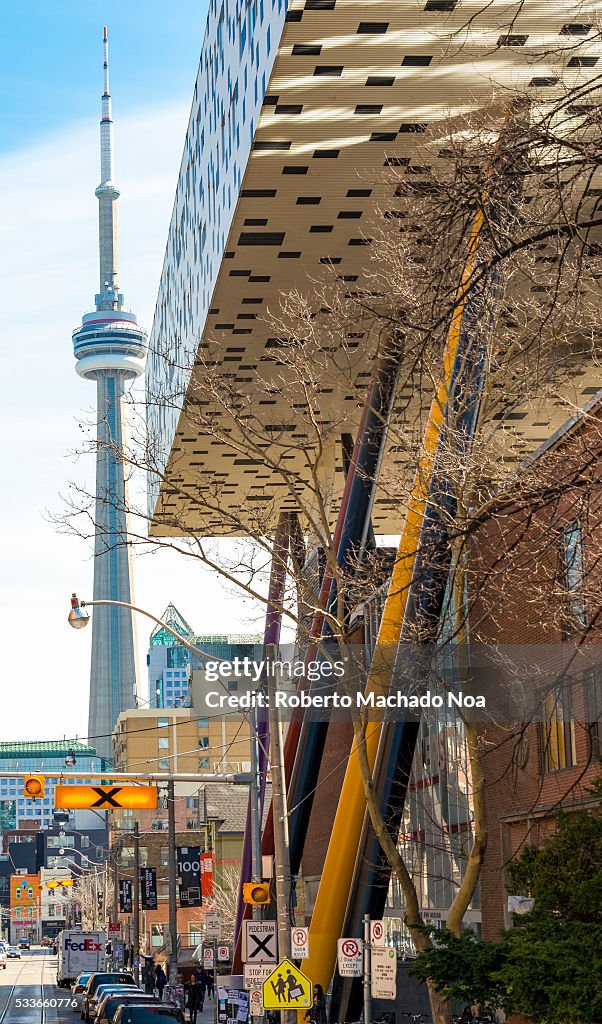 CN Tower behind OCAD or Ontario College of Art and Design...