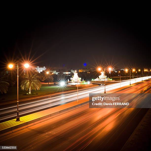 muscat street at night (oman) - qaboos bin said al said stock pictures, royalty-free photos & images