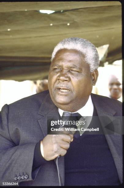 Leader-Zimbabwe Joshua Nkomo speaking at rally.