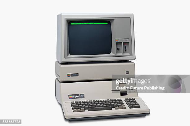 Vintage 1980's Apple III personal computer, with an Apple ProFile hard drive and Apple Monitor III, taken on May 22, 2009.