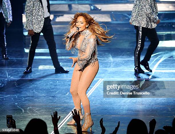 Jennifer Lopez performs during JENNIFER LOPEZ: ALL I HAVE...The Vegas Return At The AXIS At Planet Hollywood Resort & Casino on May 22, 2016 in Las...