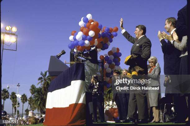 President Ronald Reagan at a campaign rally.