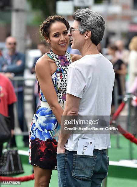 Actress Dania Ramirez and Bev Land arrive at the premiere of Sony Pictures' 'The Angry Birds Movie' at Regency Village Theatre on May 7, 2016 in...
