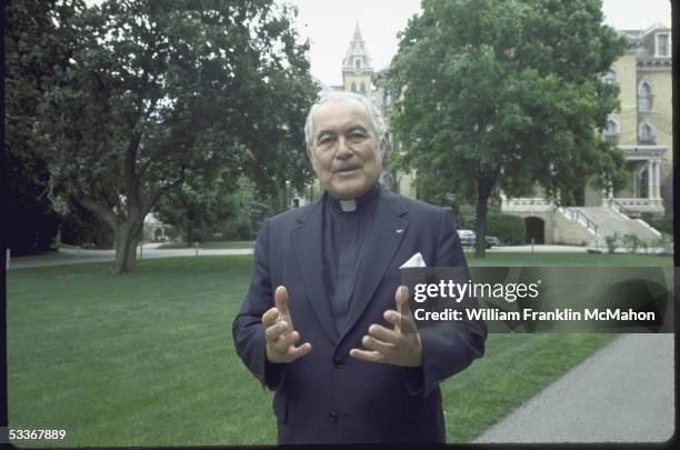 Notre Dame University President Rev. Theodore M. Hesburgh on Notre Dame University campus.