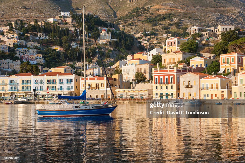 The harbour at sunrise, Gialos, Symi, Greece