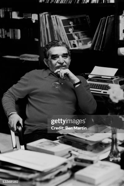 Colombian novelist Gabriel Garcia Marquez in his office at home.