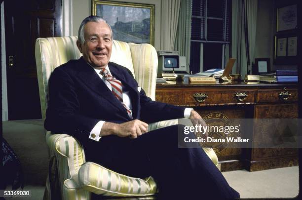 Treasury Secretary Donald Regan in office during interview.