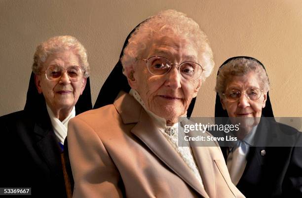 Sister Nicolette and fellow elderly nun subjects at the School Sisters of Notre Dame convent where University of Kentucky researcher Dr. David...