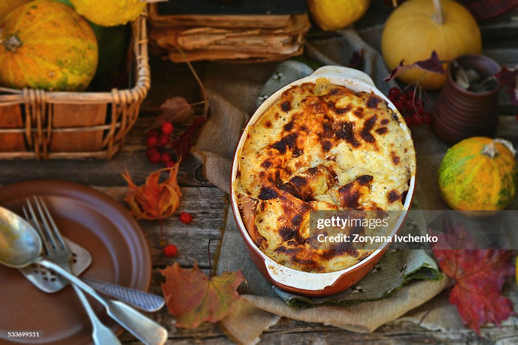Lasagne au gratin with pumpkin