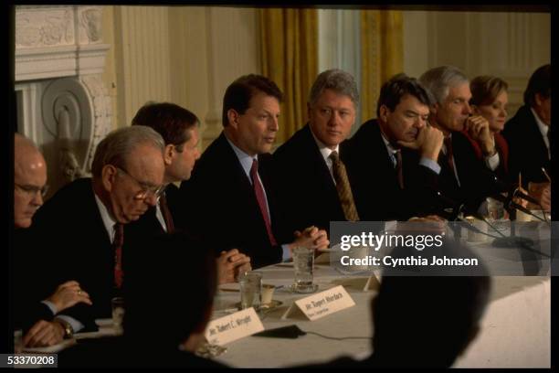 Meeting with media execs. Re TV violence rating system Wright, Murdoch, Ovitz, VP Gore, President Clinton, Jordan, Turner, Koplovitz & Daly.