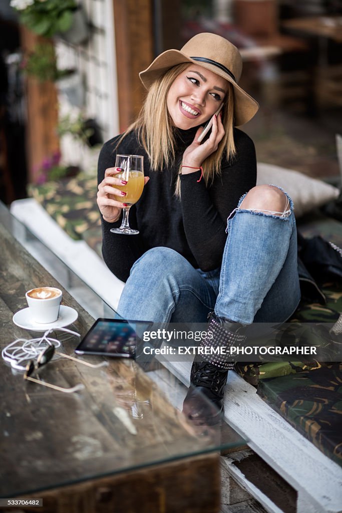 Woman talking over mobile phone