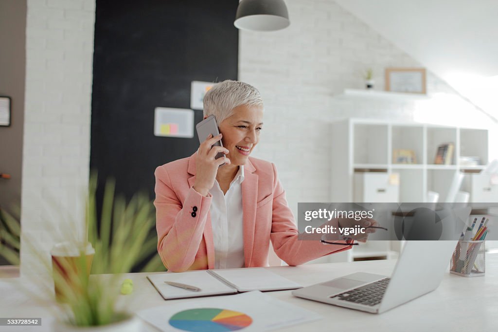 Mature Businesswoman Working In Her Office.