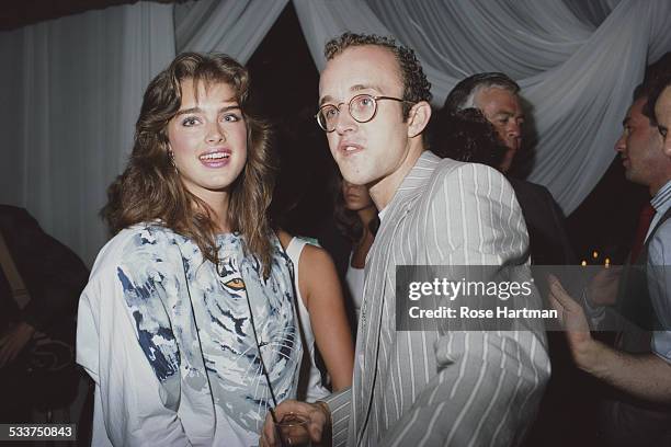 American actress and model Brooke Shields and American artist Keith Haring at the Palladium nightclub in New York City, USA, circa 1987.