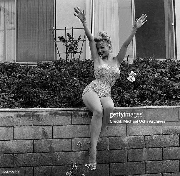Danish model/actress Greta Thyssen poses at home for a portrait session in Los Angeles,CA.