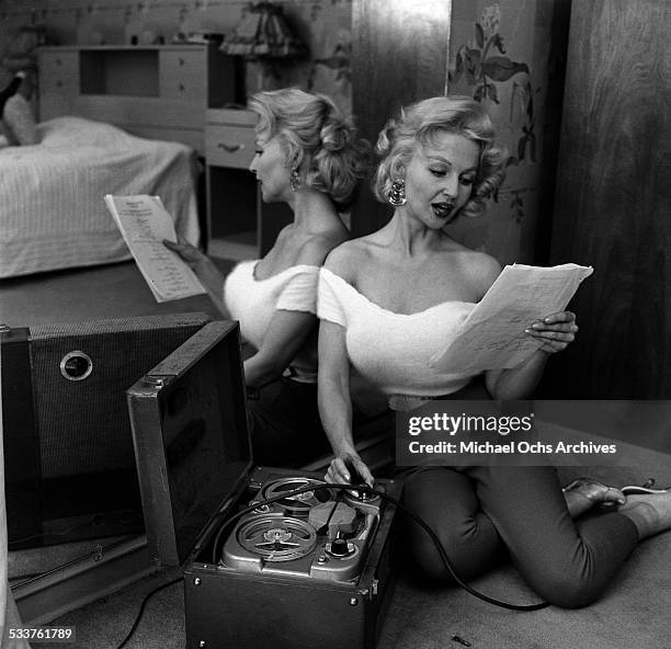 Danish model/actress Greta Thyssen poses at home for a portrait session in Los Angeles,CA.