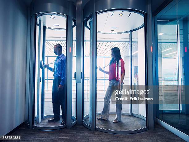 business people using fingerprint lock system in office - circle badge stock pictures, royalty-free photos & images