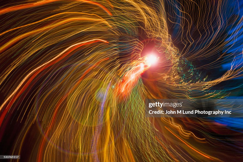 Blurred view of flowing light trails