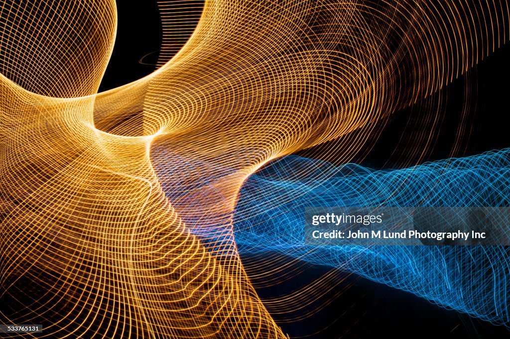 Close up of flowing light trails