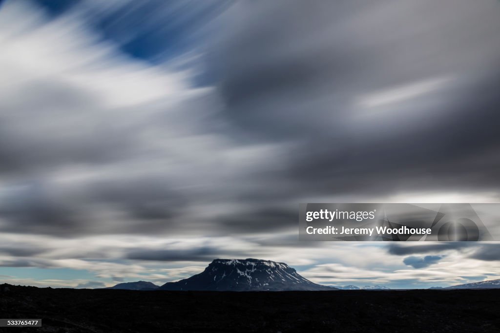 Blurred view of clouds over Mt Herdubried, Iceland