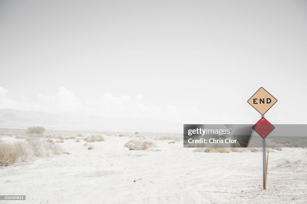 End road sign on remote dirt road