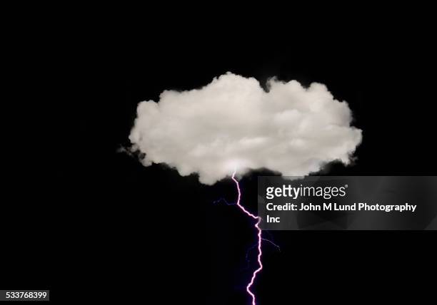 lightning strike from cloud in dark sky - lightning strike imagens e fotografias de stock