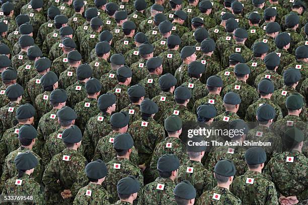 Members of Japan Ground Self-Defense Force Northern Army seventh division, who are going to be dispatched to South Sudan for the peacekeeping...