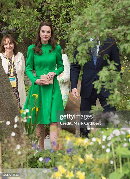 Catherine, Duchess of Cambridge attends Chelsea Flower Show press day at Royal Hospital Chelsea on May 23, 2016 in London, England. The prestigious...