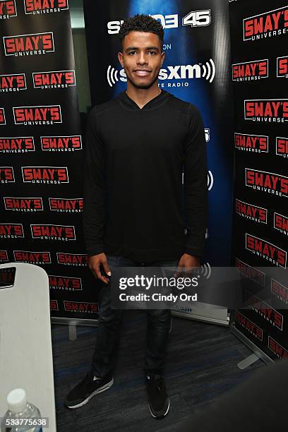 Actor Mandela Van Peebles visits 'Sway in the Morning' with Sway Calloway on Eminem's Shade 45 at the SiriusXM Studio on May 23, 2016 in New York...