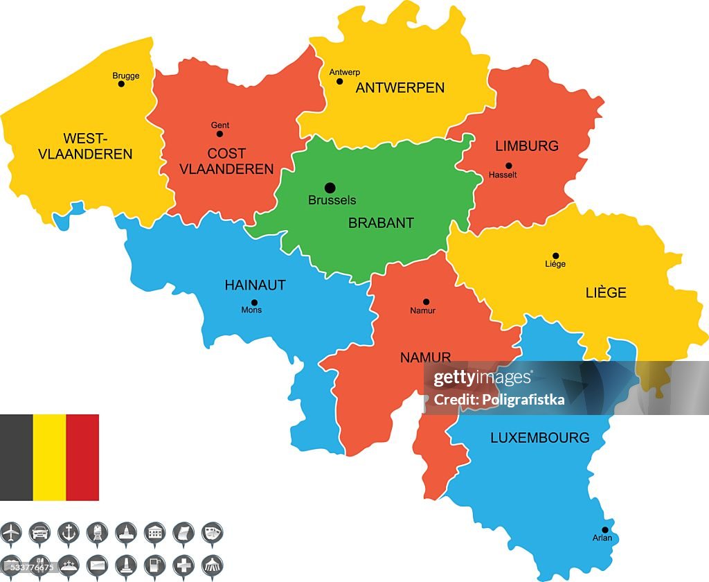 Detaillierte Vektor Karte von Belgien
