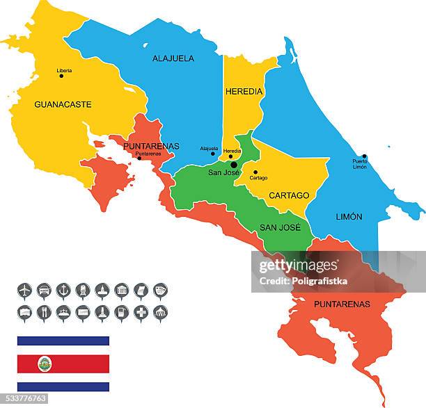Costa Rica Work Map Geography Of Costa Rica Photos and Premium High Res Pictures - Getty Images