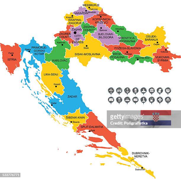 ilustraciones, imágenes clip art, dibujos animados e iconos de stock de mapa vectorial detallada de croacia - dalmatia region croatia