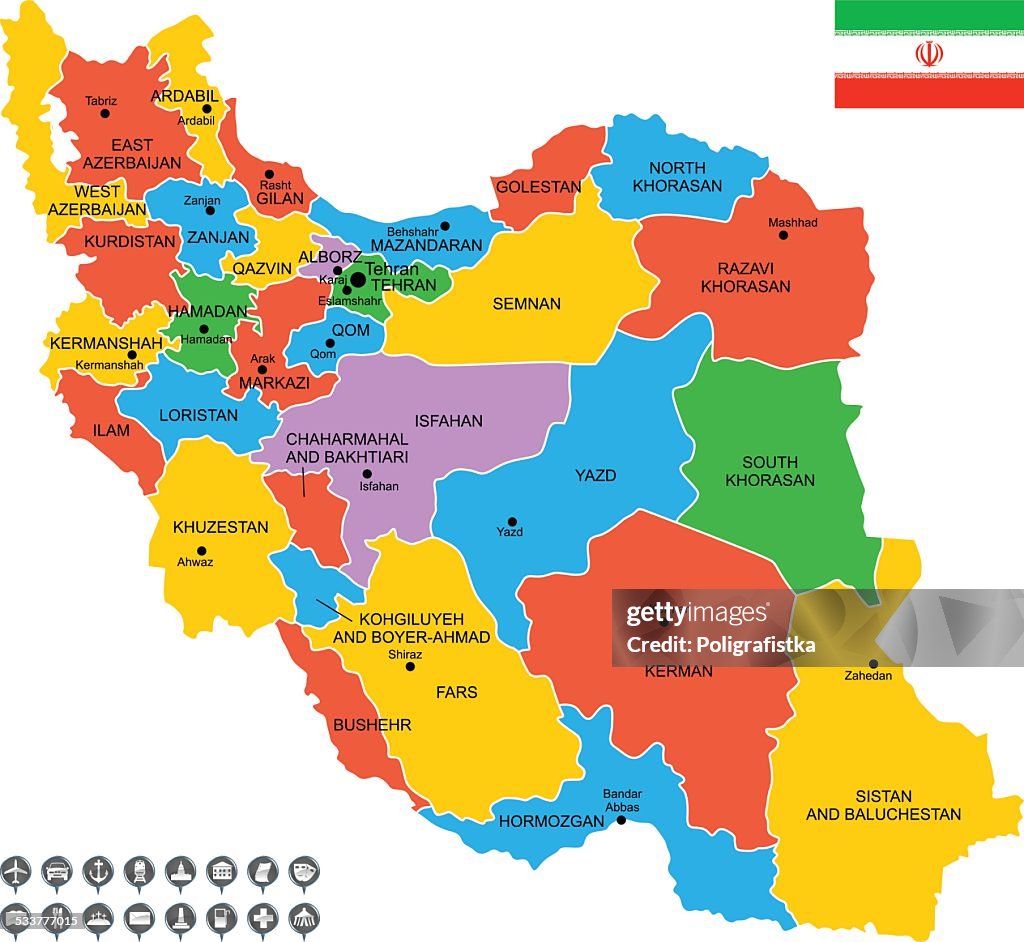 Detailed Vector Map Of Iran High-Res Vector Graphic - Getty Images