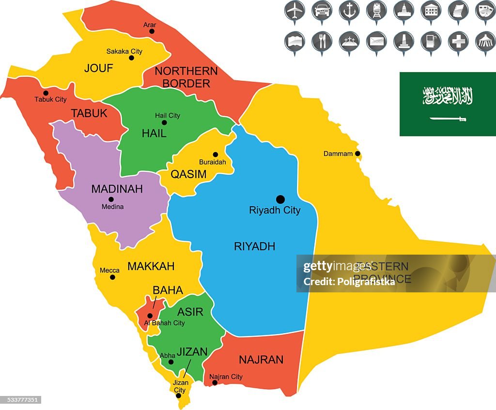 Saudi Map Small Detailed Vector Map Of Saudi Arabia High-Res Vector Graphic - Getty Images