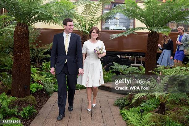 Princess Eugenie and Jack Brooksbank attend the Chelsea Flower Show press day at Royal Hospital Chelsea on May 23, 2016 in London, England. The show,...