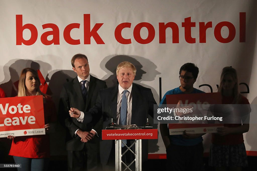 Boris Johnson Delivers Stump Speech For The Vote Leave Referendum Campaign