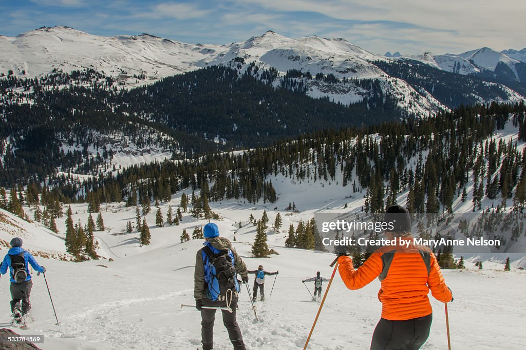 Snowshoeing Downhill