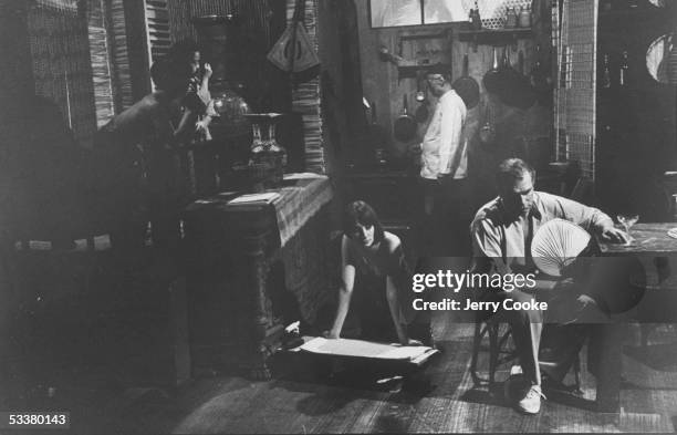 Actor Lawrence Olivier during a rehearsals for the play, "The Moon and Sixpence."
