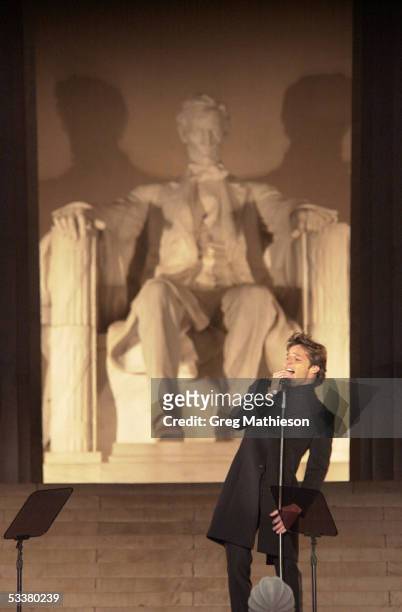 Singer Ricky Martin performing at opening ceremonies of the Presidential Inaugural weekend for George with Bush and Richard Cheney at Lincoln...