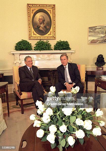President Fernando Henrique Cardoso of Brazil meeting with President George with Bush in the Oval Office of the White House.
