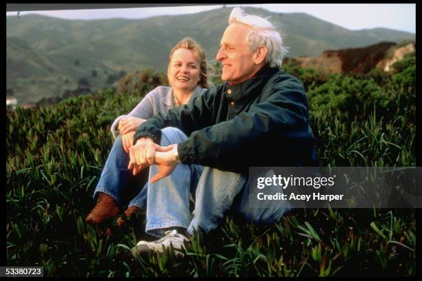 Rev. Matthew Fox, creator of Creation Spirituality, sitting with Jill Martin, a faculty member at the Marin Headquaters.