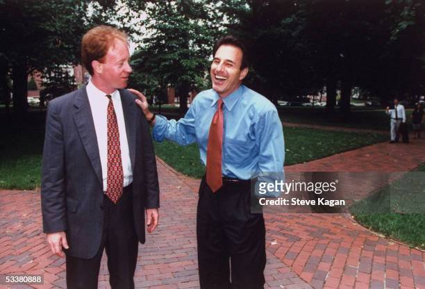 Today" show co-host Matt Lauer talking with former roommate Don Andler before receiving his bachelor's degree from Ohio University 18 years after he...
