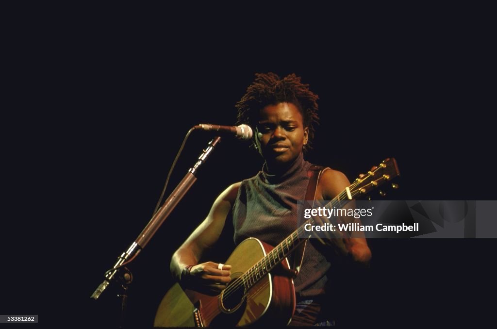 Rock musician Tracy Chapman performing during Amne