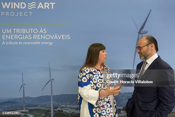 Portuguese artist Joana Vasconcelos at the Padrao dos Descobrimentos, with Carlos Gomes da Silva, vice-chairman of the Board of Directors and Chief...