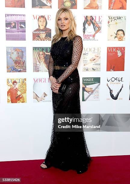 Kate Moss arrives for the Gala to celebrate the Vogue 100 Festival Kensington Gardens on May 23, 2016 in London, England.