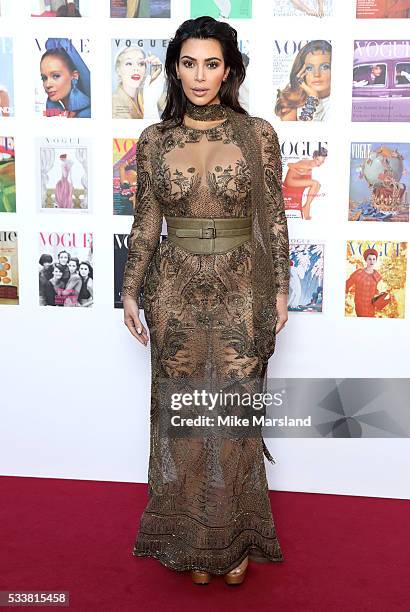 Kim Kardashian West arrives for the Gala to celebrate the Vogue 100 Festival Kensington Gardens on May 23, 2016 in London, England.