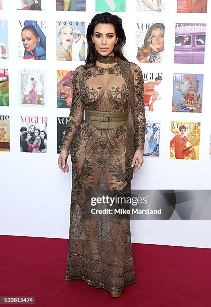 Kim Kardashian West arrives for the Gala to celebrate the Vogue 100 Festival Kensington Gardens on May 23, 2016 in London, England.