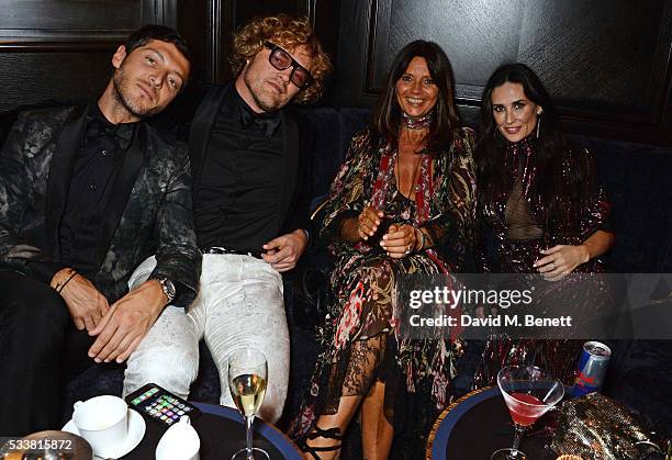 Evangelo Bousis, Peter Dundas, Countess Debonnaire von Bismarck and Demi Moore attend British Vogue's Centenary birthday party at Tramp on May 23,...