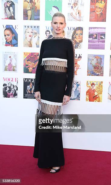 Lara Stone arrives for the Gala to celebrate the Vogue 100 Festival Kensington Gardens on May 23, 2016 in London, England.